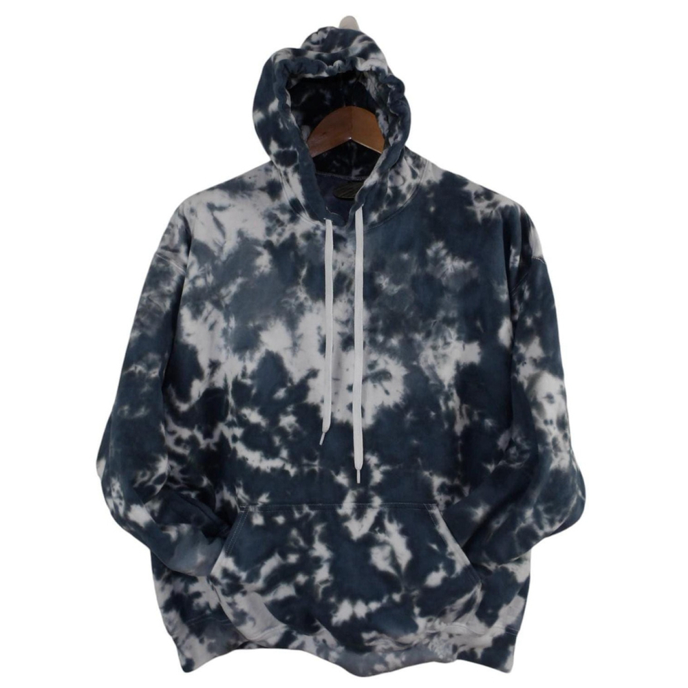 Unisex Grey and White Ice Tie Dye Hoodie